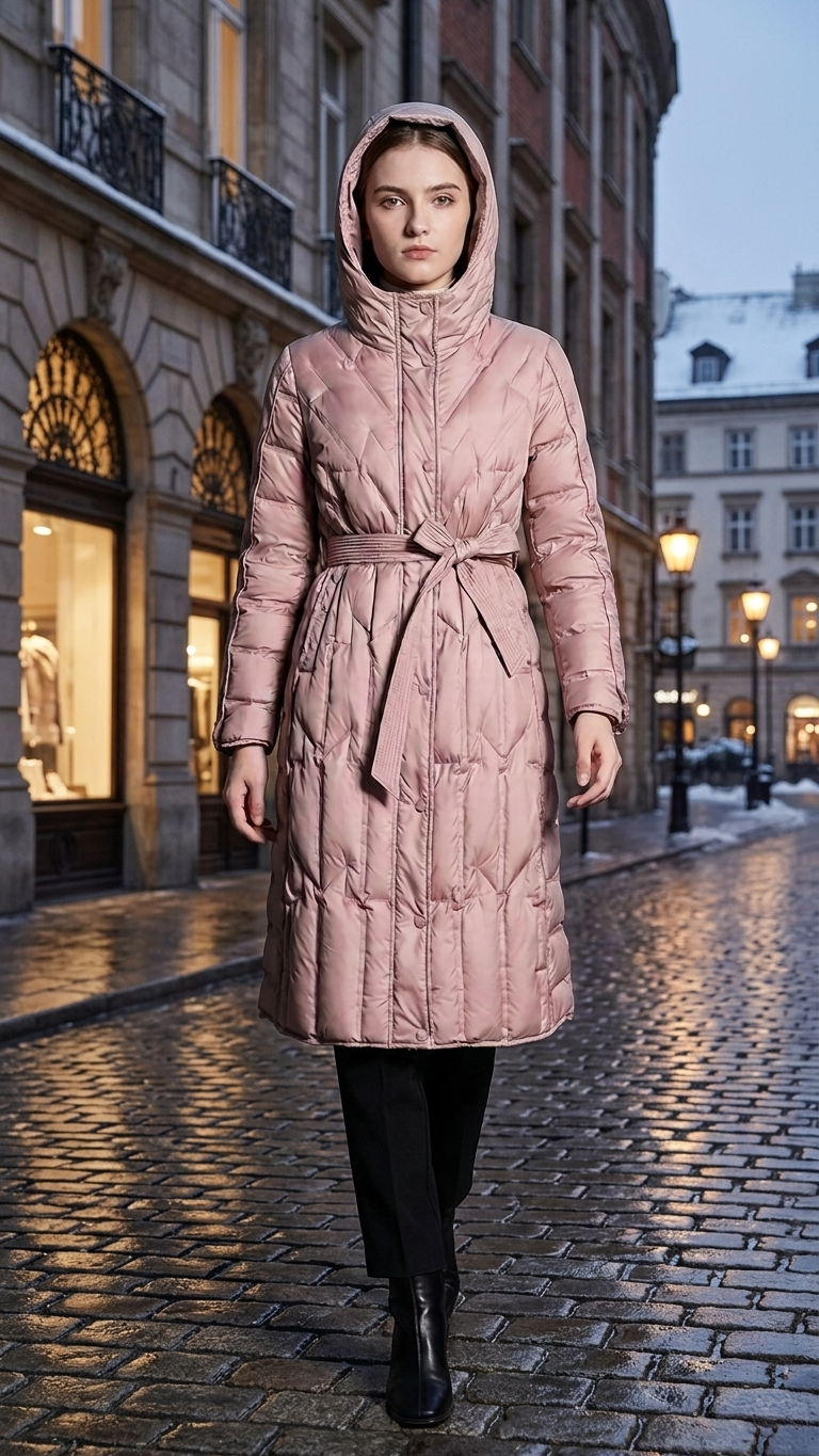 Structured Belted Longline Puffer Coat