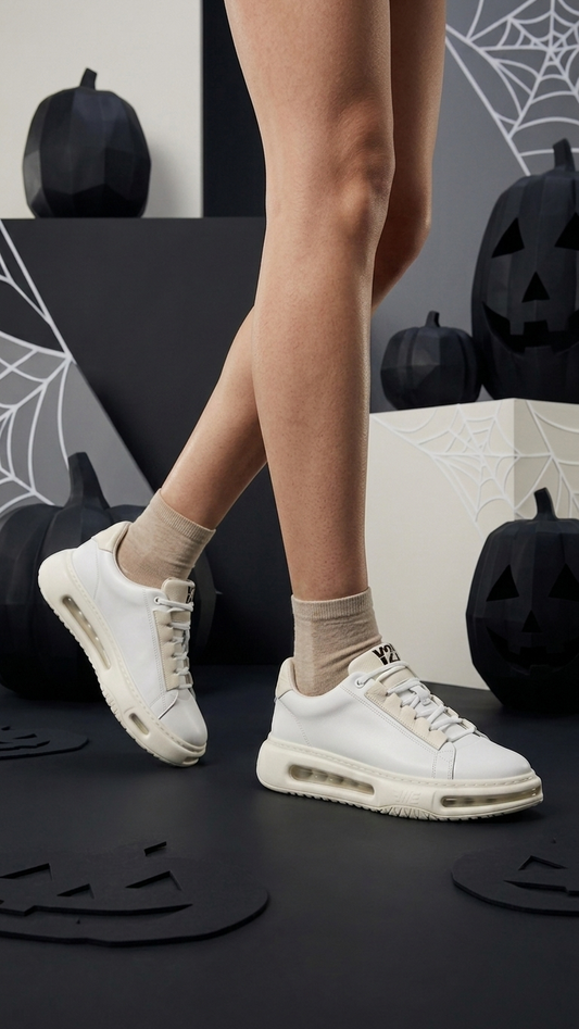 Elevated Leather Trainer — Sculpted Air-Sole White Sneaker