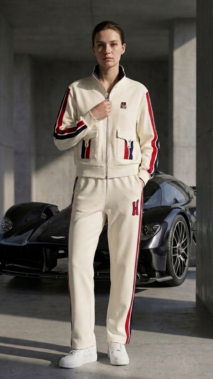 The Varsity Stripe Tracksuit — Retro Cotton Zip Cardigan & Side-Stripe Jogger Set