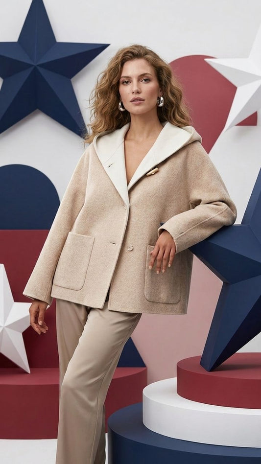 The Architect Hooded Wool Coat — Short Single-Breasted with Suit Collar