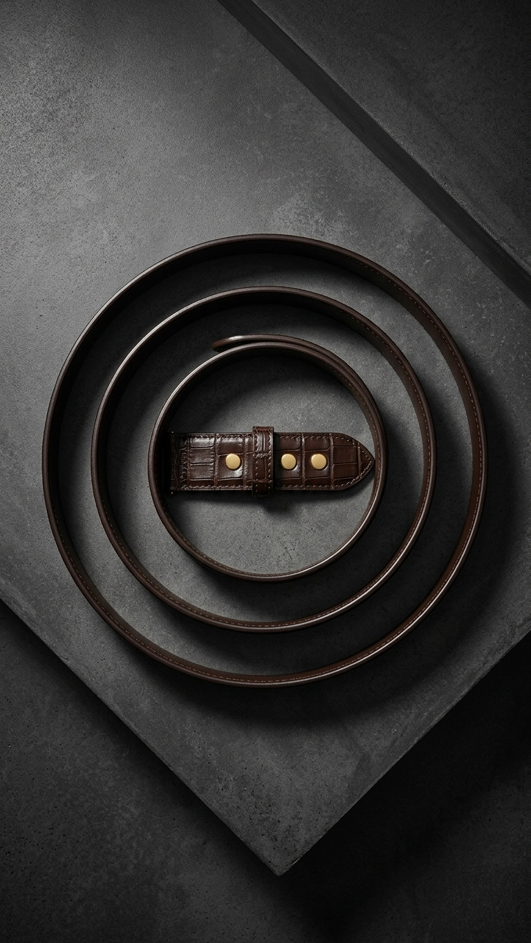 Embossed Cowhide Belt — Hidden Pin Closure, Quiet Luxury