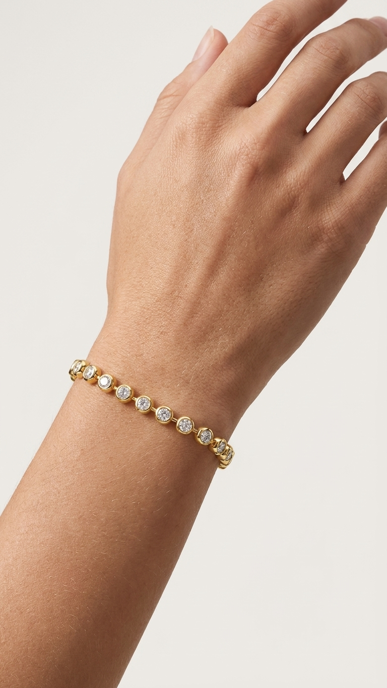 Moissanite Tennis Bracelet — 18K Gold Vermeil, 9.5CT Round Brilliant