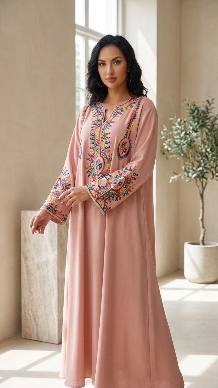 Floral Embroidered Long Sleeve Maxi Gown