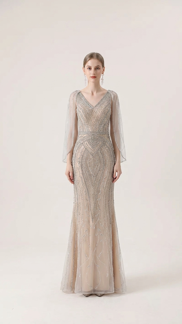 Luxury Fishtail Evening Gown | Hand-Beaded Mermaid Dress