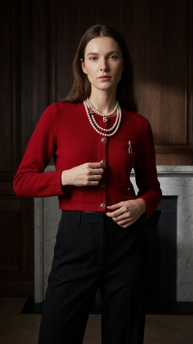 Cropped Button-Front Knit Cardigan with Pearl-Style Buttons Shirts
