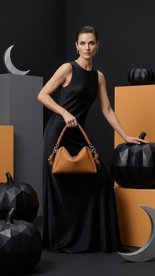 Structured Leather Dumpling Bag — Sculptural Wedge Shoulder Bag, 5 Neutral Colorways