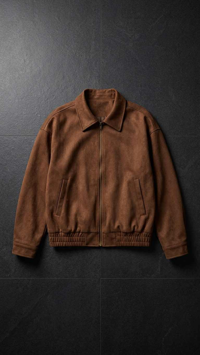 Brown Retro Lapel Loose-Fit Faux Suede Jacket