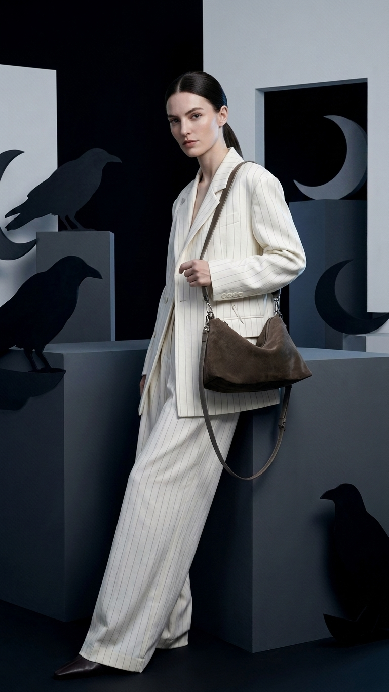 Slouchy Matte Leather Crossbody Bag — Large Capacity, 5 Neutral Tones