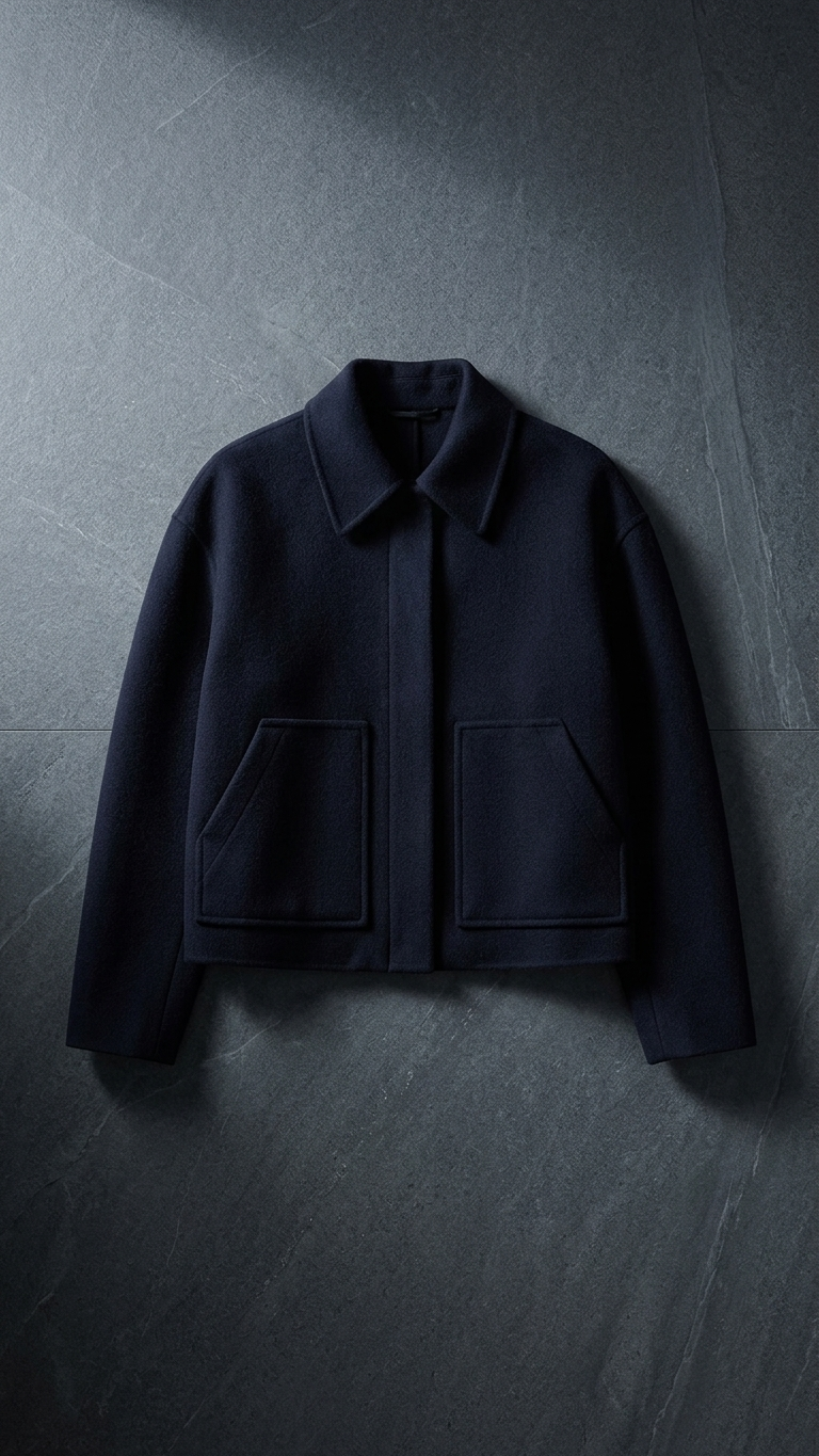 Cream Double-Faced Wool Boxy Short Jacket