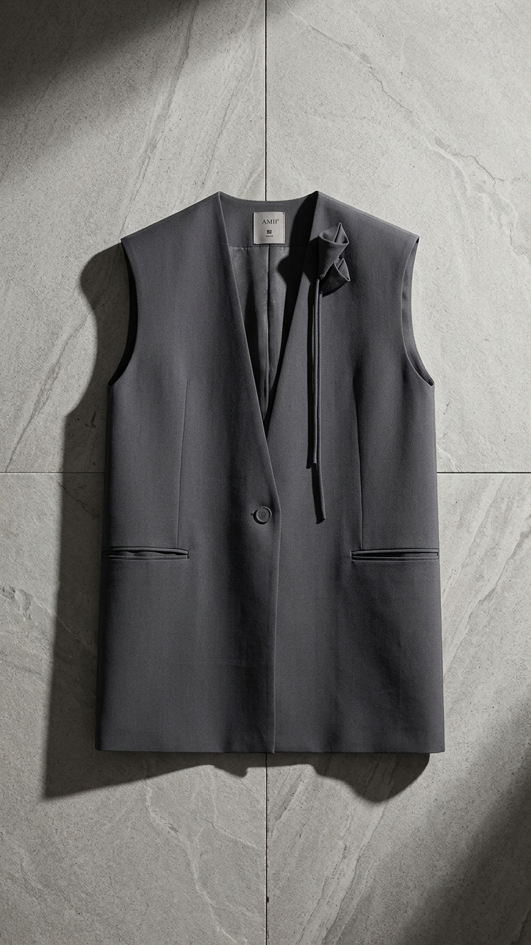 Structured Shoulder-Padded Waistcoat Tops