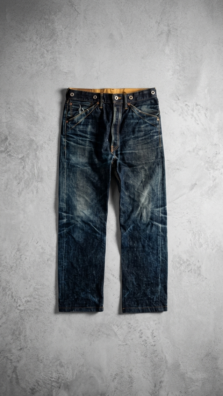 Raw Selvedge Straight-Leg Denim — Mid-High Waist Retro Cut