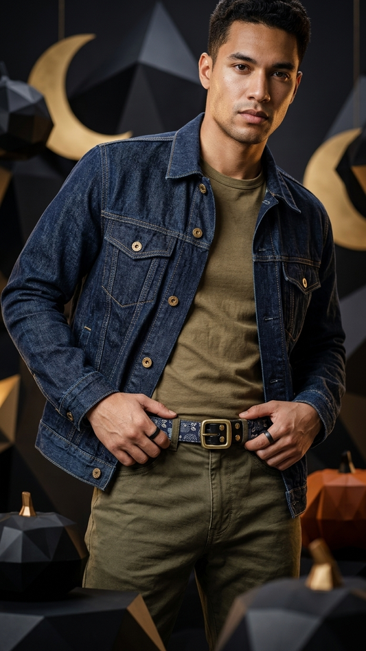 First-Layer Cowhide Vintage Belt — Brass Roller Buckle