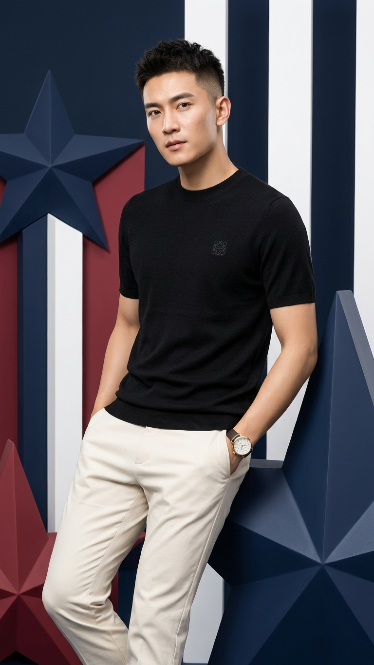 Wool-Blend Short Sleeve Crew Neck T-Shirts for Men