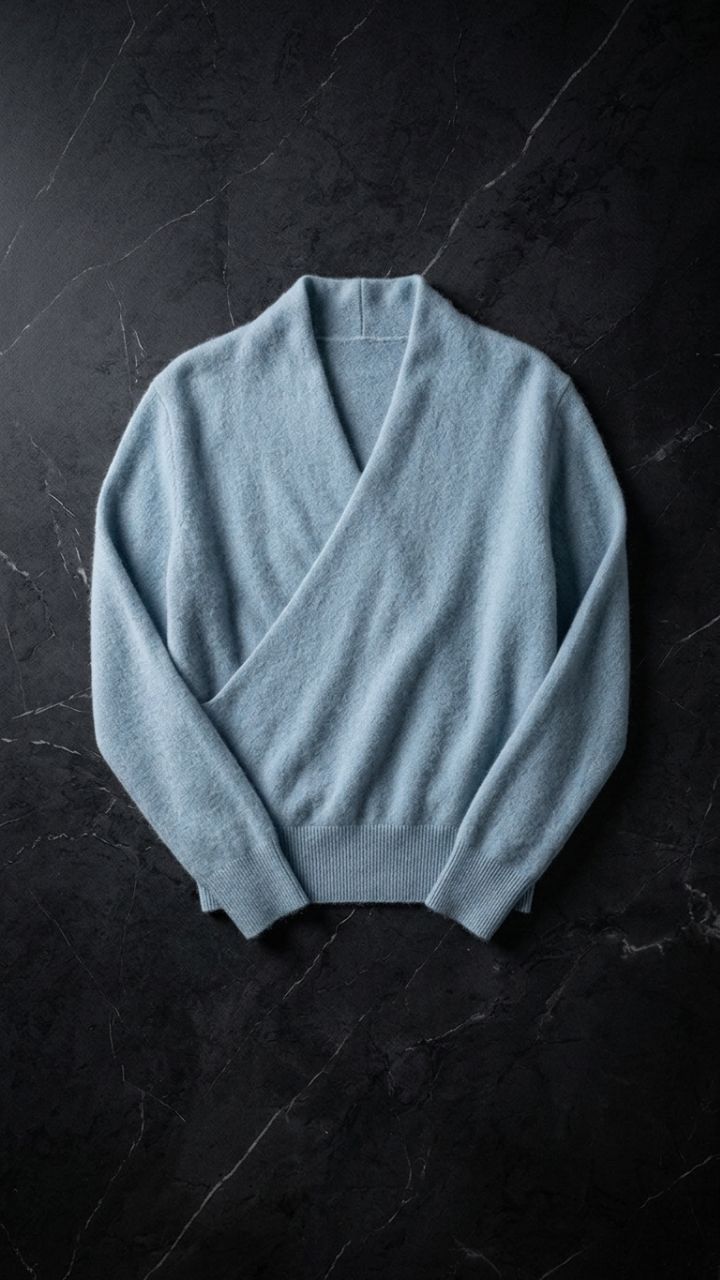 Cross-Front Wool-Cashmere Wrap Sweater — Women's Draped V-Neck Knit