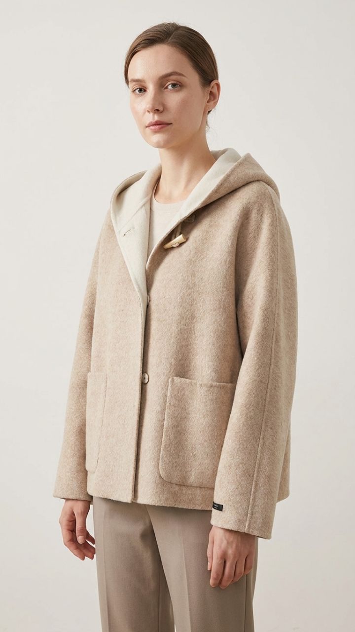 The Architect Hooded Wool Coat — Short Single-Breasted with Suit Collar