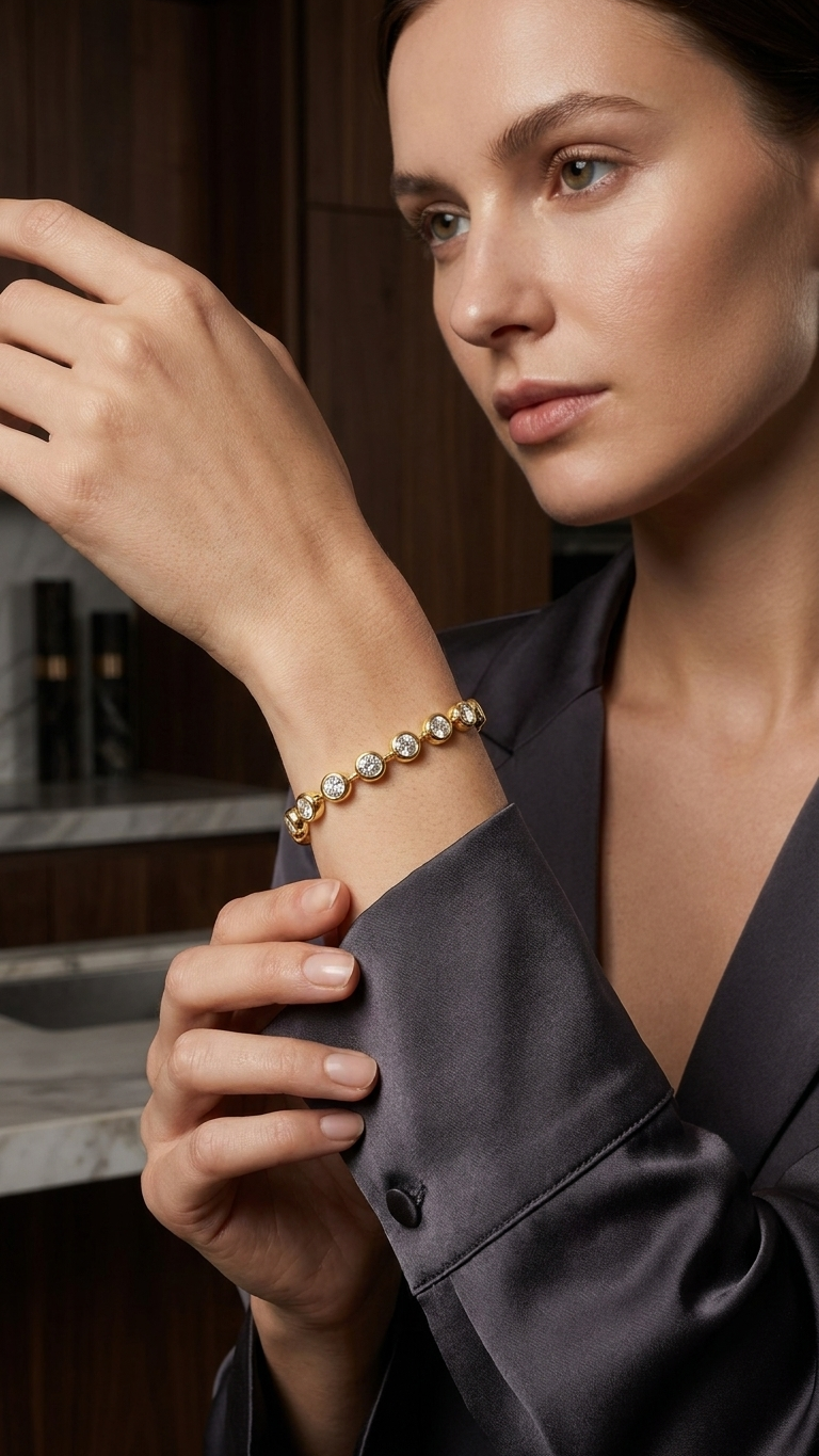 Moissanite Tennis Bracelet — 18K Gold Vermeil, 9.5CT Round Brilliant