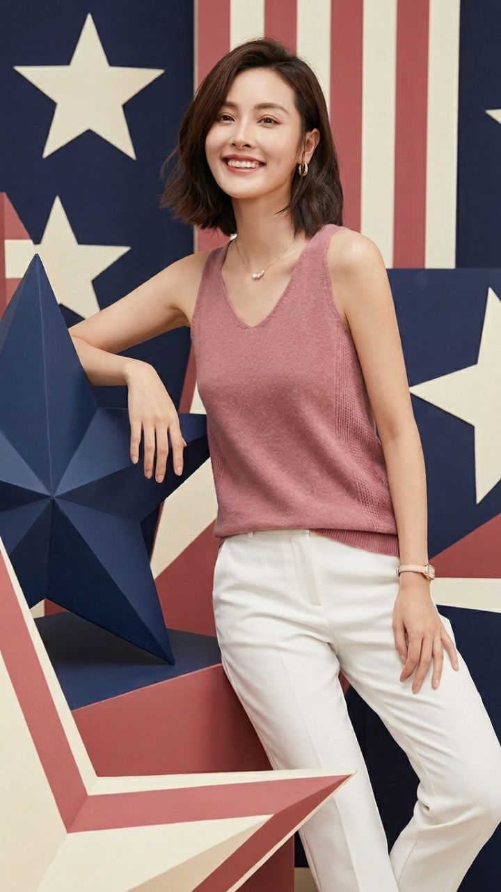 V-Neck Knit Cami — Women's Slim Fit Pullover Slip