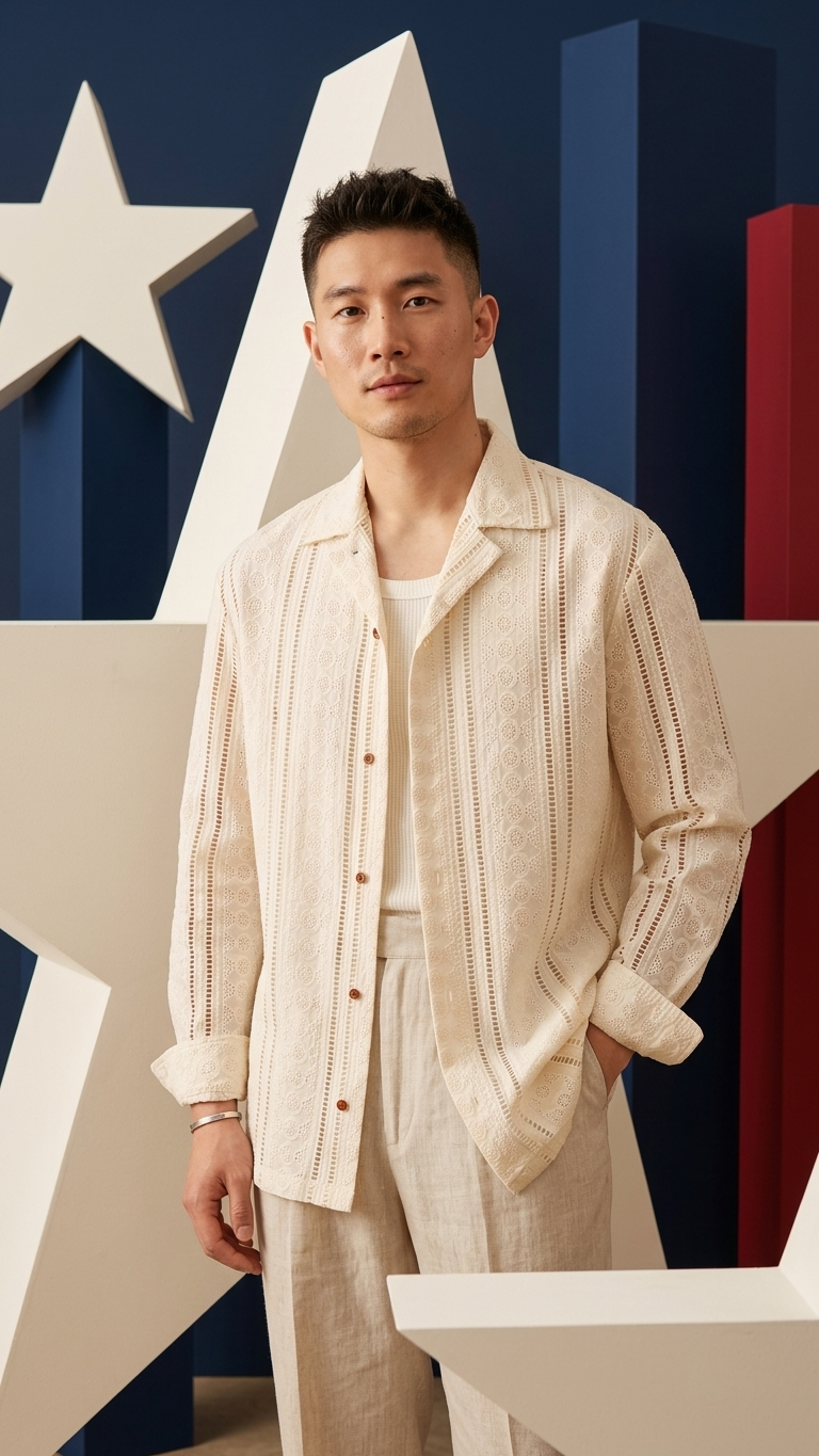Apricot Textured Cotton Relaxed Shirt