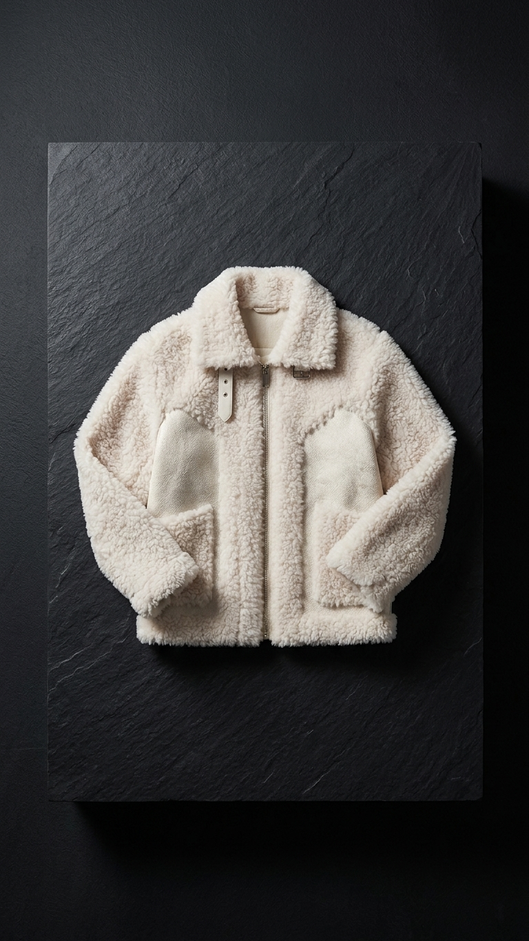 Color Block Faux Shearling Coat — Camel & Gray Paneled Teddy Jacket