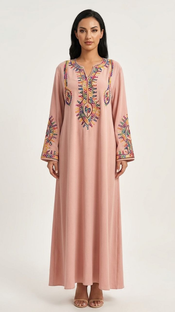 Floral Embroidered Long Sleeve Maxi Gown
