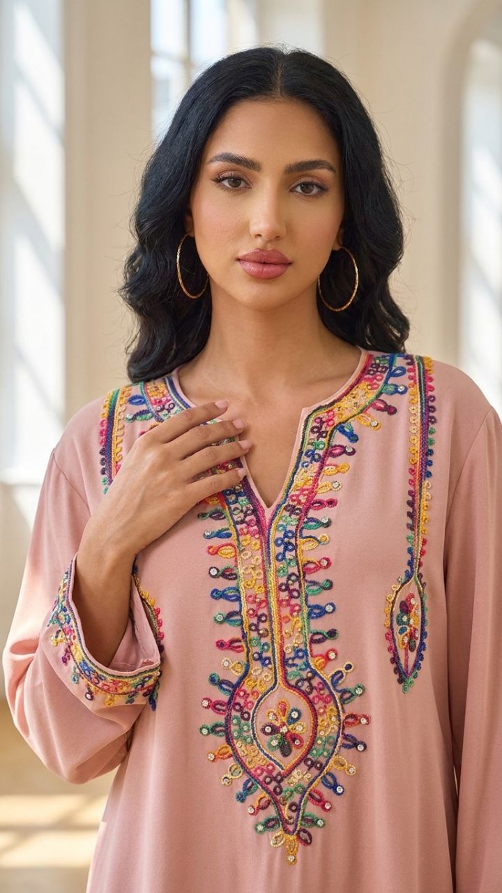 Floral Embroidered Long Sleeve Maxi Gown